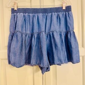 Blue Women's Ruffled Shorts